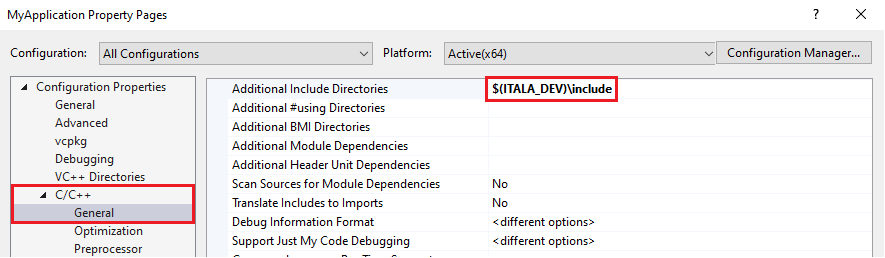 VS example includes
